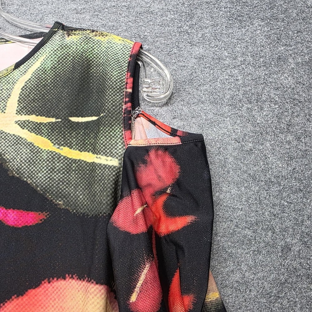 Jean Paul Gaultier Soleil Fuzzi Dress L Floral Abstract Mesh Made Italy - Picture 3 of 7